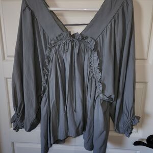 Chic Gray Ruffle Blouse